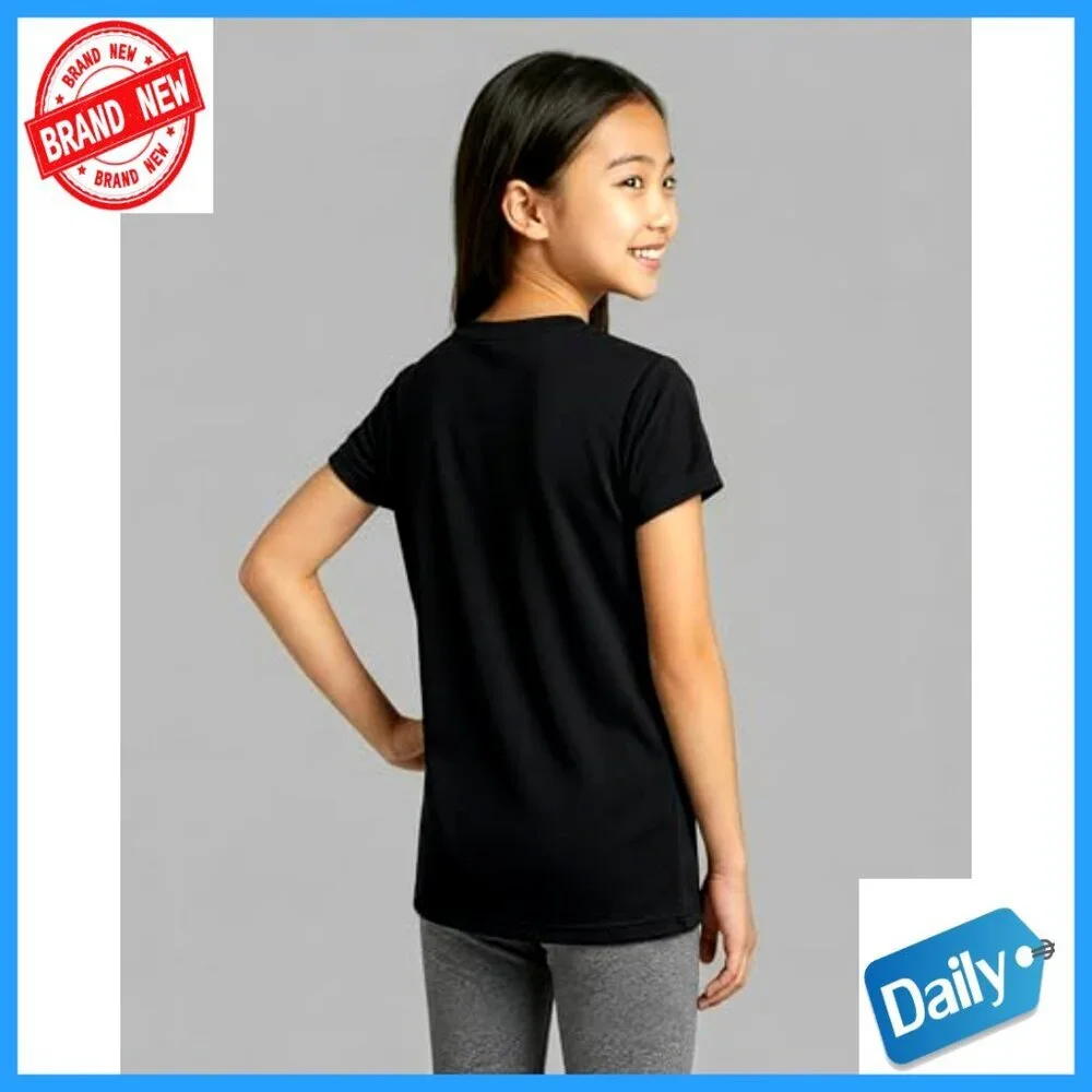 Girls Dry-Fit Athletic T-Shirts 5-Pack Short Sleeve Crew Neck Activewear